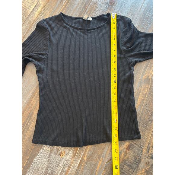 ASOS Black TShirt Womens Size M Ribbed Stretch Basic T Crew Neck Short Sleeve - Picture 4 of 6